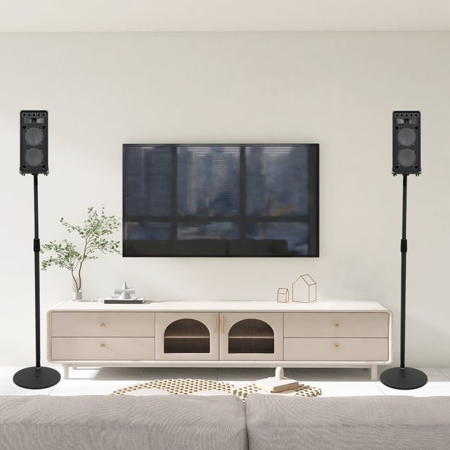 Bymaocar Universal-Lautsprecherständer Set, 2 Stück, höhenverstellbar, Farbe: Schwarz, Höhe: 75–140 cm - Bild 1