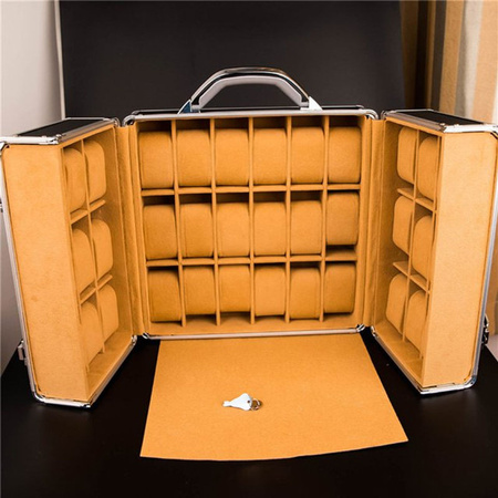 KTMGAVA Uhrenbox mit 36 Display-Plätzen und Schloss, mechanische Aufbewahrungsbox für Uhren und Schmuck, Schwarz