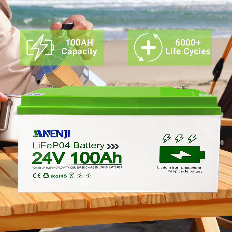 ANENJI 24V LiFePO4 Akku-Pack 100Ah mit BMS wiederaufladbarer Lithium-Akku für Camping, Auto und Solar - Bild 1