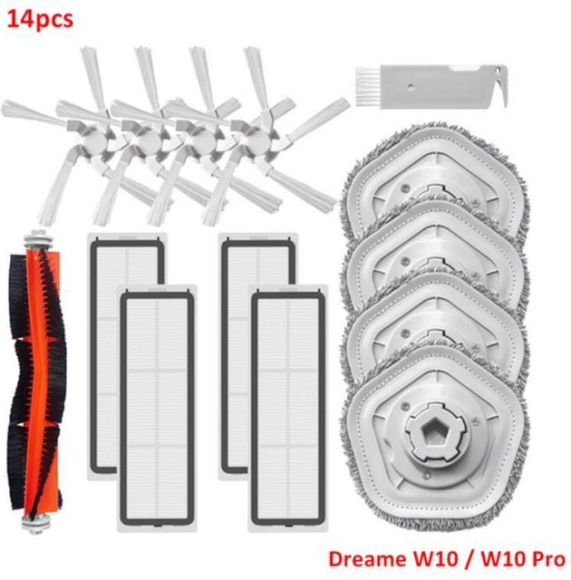 Dreame Bot W10 RLS5C und W10 Pro Zubehör Set in Weiß mit Rollbürste, Seitenbürste, Filter, Wischmopp, Staubbehälter und Halterung - Bild 1