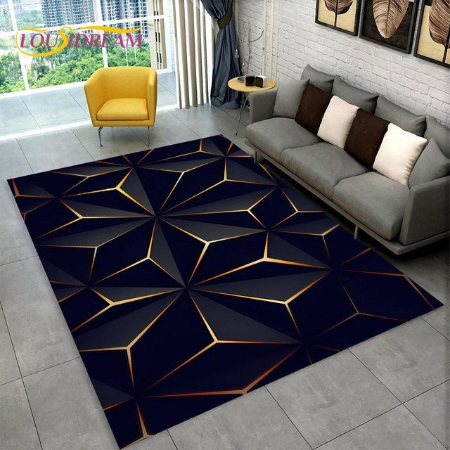 Karpetti 3D-Teppich mit modernem geometrischem Design, rutschfest und waschbar, Farbe: Schwarz, Breite: 70 cm, Tiefe: 100 cm - Bild 1