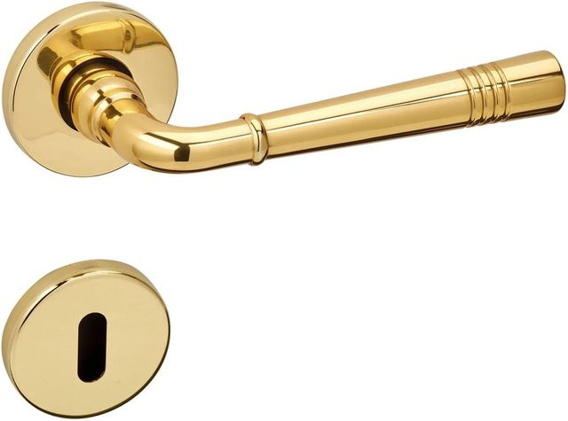 SO-TECH Türdrücker FREJA Rosettengarnitur Buntbart BB in poliertem Messing Gold mit Befestigungsmaterial - Bild 1