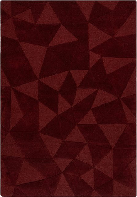 Wollteppich Kadima Design in Rot mit Hoch-Tief-Effekt und geometrischem Muster, B/T: 200 x 290 cm - Bild 1