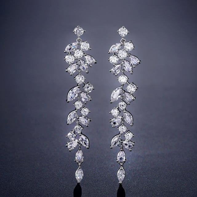 YIRAN Jewelry Ohrringe, Zirkonia, Silber, Messing, Damen, grau - Bild 1