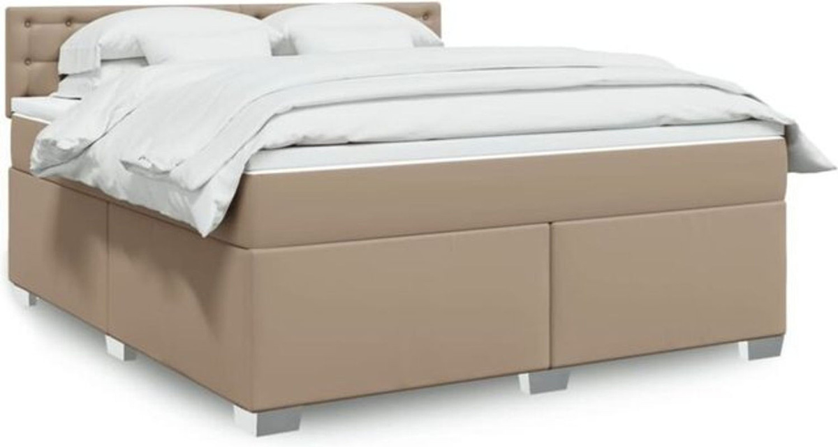 Vidaxl Boxspringbett Matratze mit Taschenfederkern in Braun, Beige und Weiß, Modern, B/T/H: 180 x 200 x 100,5 cm - Bild 1