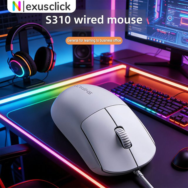 NexusClick S310 USB Büro-Maus mit Kabel, ergonomisches Design, 1600 DPI, Schwarz - Bild 1