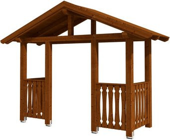 Skan Holz Haustür-Vordach Stralsund 6 aus nordischer Fichte, Farbe Nussbaum braun, B/T: 360 x 139 cm - Bild 1