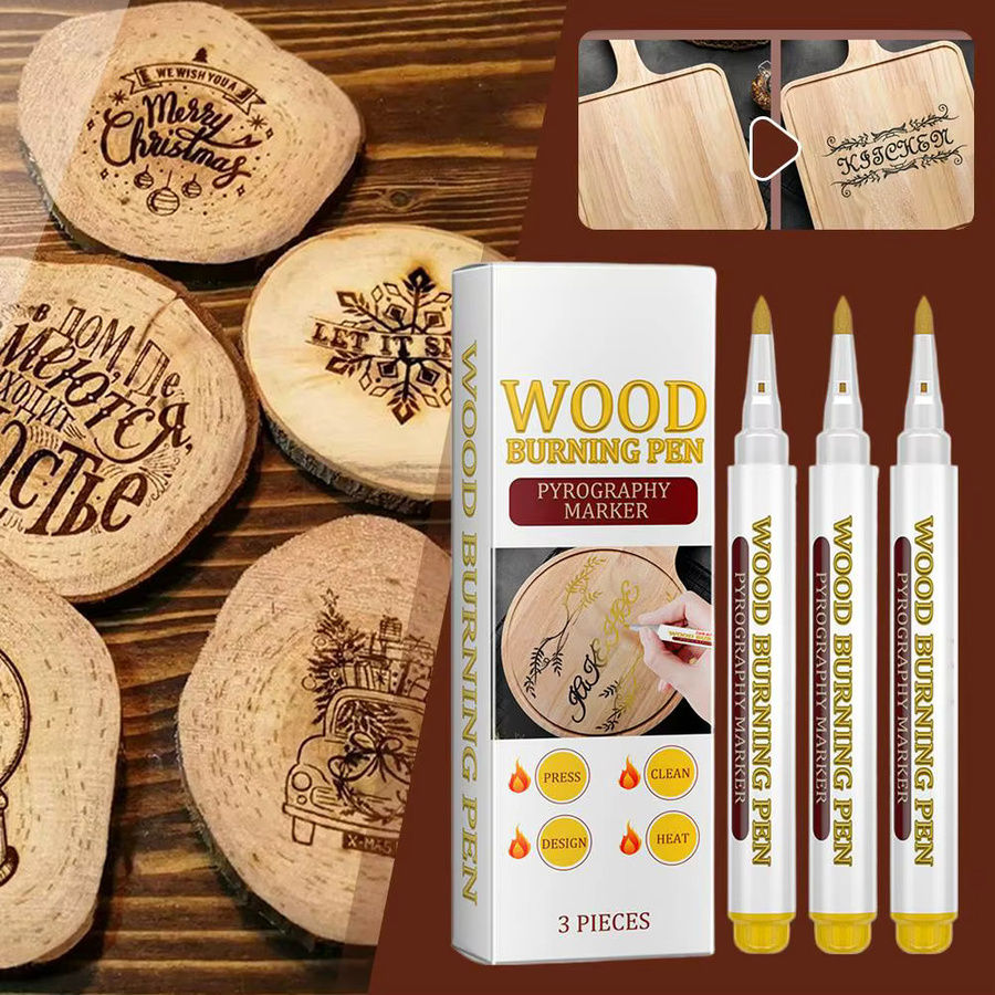 3er-Set Holzbrand-Marker für künstlerische DIY-Handwerksprojekte von Kindern in Weiß - Bild 6