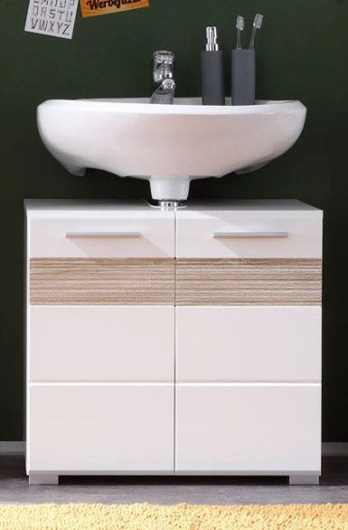Trendteam Waschbeckenunterschrank MezzoBad Weiß Hochglanz mit Kassettenoptik Breite: 60 cm, Höhe: 56 cm, Tiefe: 34 cm - Bild 2