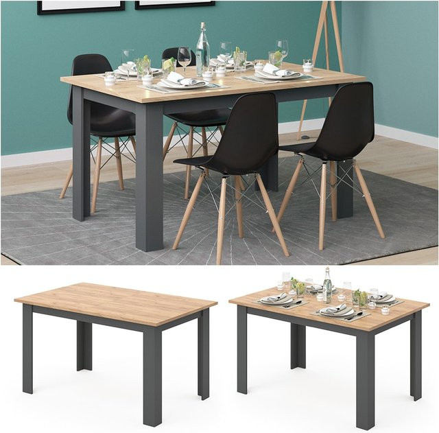 Vicco Esstisch in Anthrazit mit Melaminharzbeschichtung, B/T: 140 x 80 cm - Bild 1