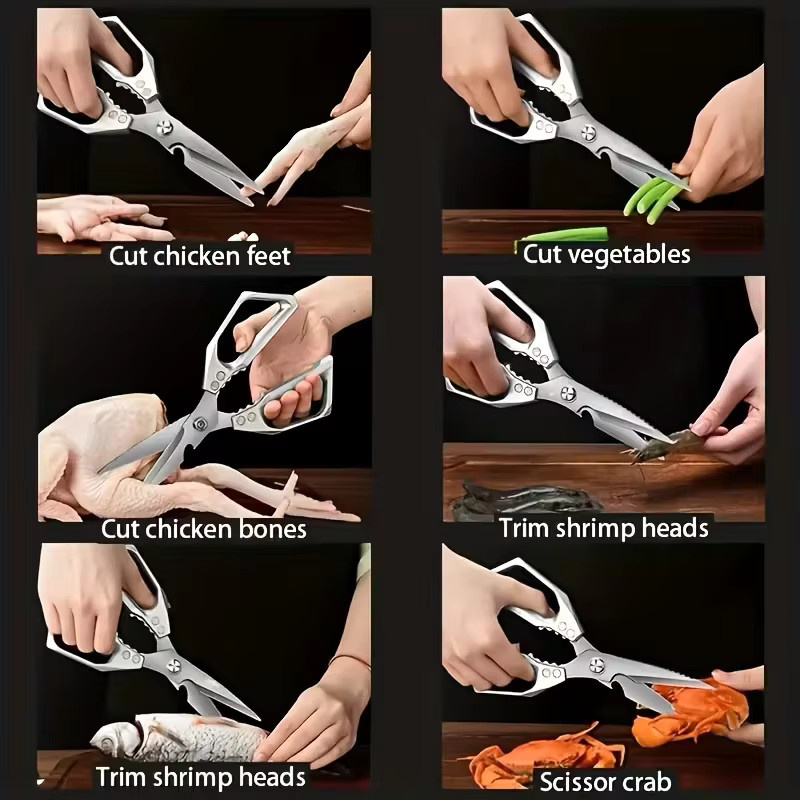 BAFENGS Küchenschere aus Edelstahl in Silber für Fleisch, Geflügel, Fisch und Knochen - Bild 2
