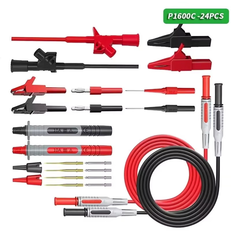 Cleqee P1600 Serie Multimeter-Testkabel-Set mit BNC-Testkabel, Testsonde und IC-Testhaken für die Kfz-Reparatur - Bild 1