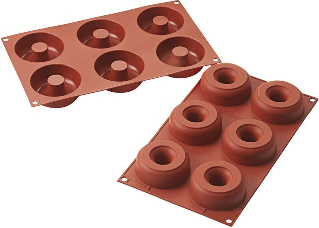 Schneider Silikonbackform für Donuts, rot, mit Antihaftbeschichtung, B/T/H: 17,5 x 30 x 7,5 cm - Bild 1