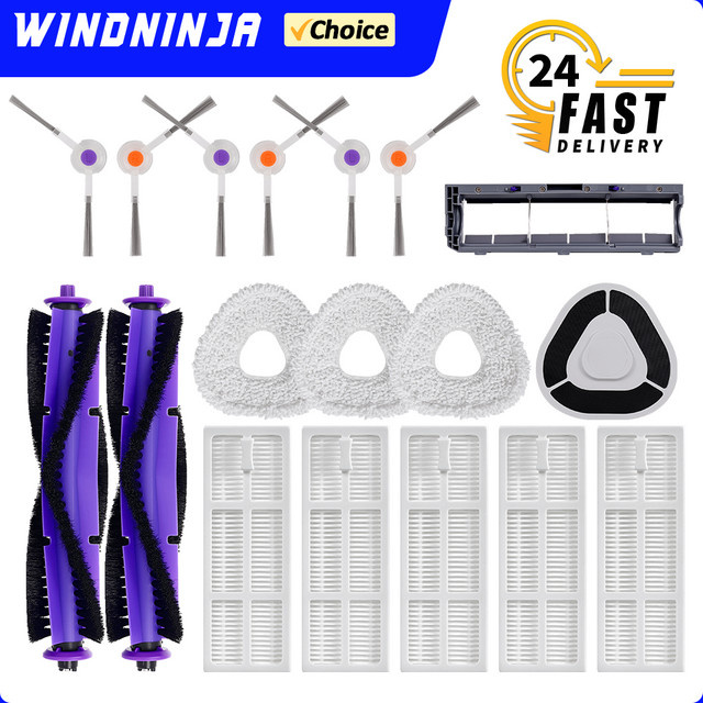 WINDNINJA Ersatzteil-Set für Narwal Freo J3 Roboter-Staubsauger mit HEPA-Filter, Hauptseitenbürste, Wischtüchern und Bürstenabdeckung - Bild 1