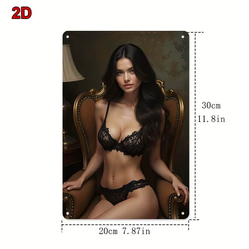 CIFBUY Vintage Metallschild Schwarzes Spitzen-Dessous Retro Eisenwandkunst, Breite: 20,32 cm, Höhe: 30,48 cm - Bild 3
