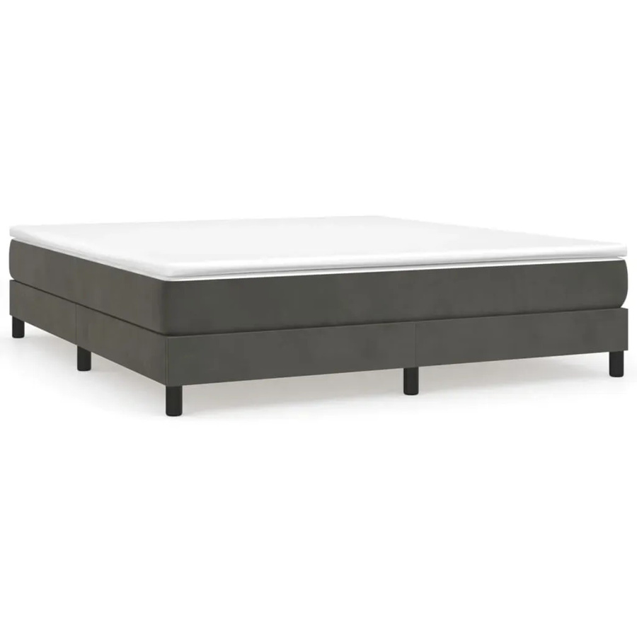 vidaXL Boxspringbett mit Matratze aus Samt in Dunkelgrau, B/T/H: 160 x 200 x 25 cm - Bild 2