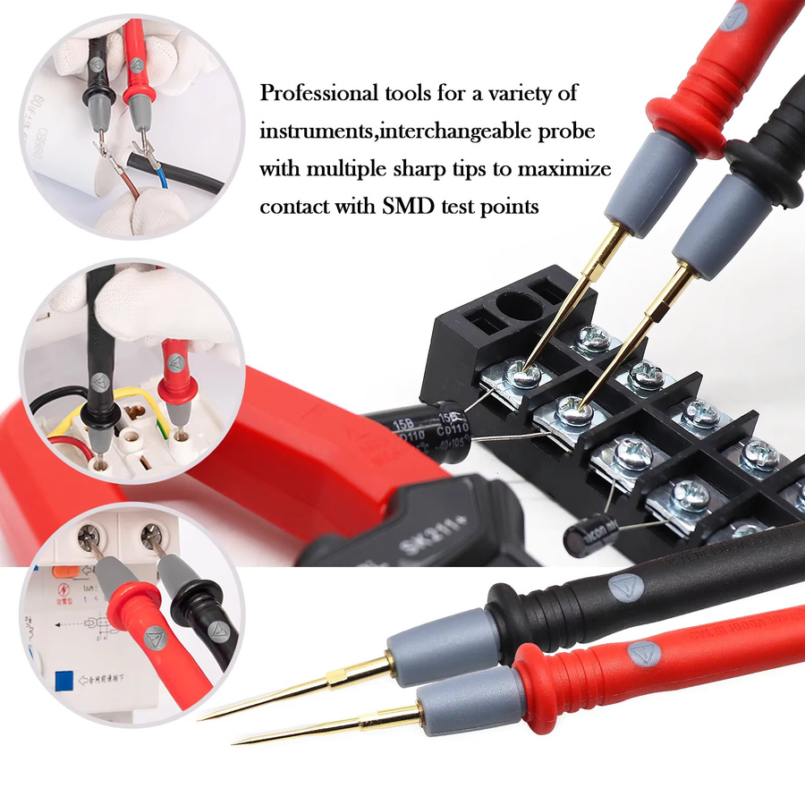 SNAKOL 22-teiliges Multimeter-Messleitungsset mit Silikondrahtsonden und austauschbaren Nadelspitzen sowie universellen Krokodilklemmen für elektronische Reparaturen - Bild 3