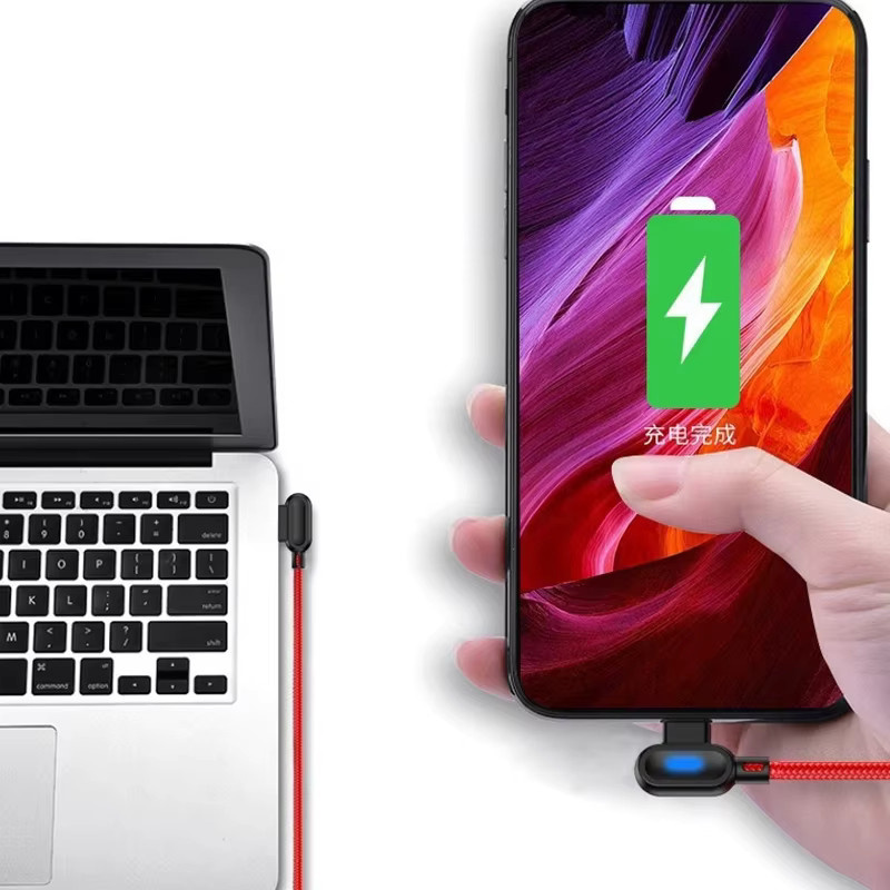 DIXSG 90-Grad USB-A auf USB-C und Micro-USB Schnellladekabel für Android in Rot - Bild 2