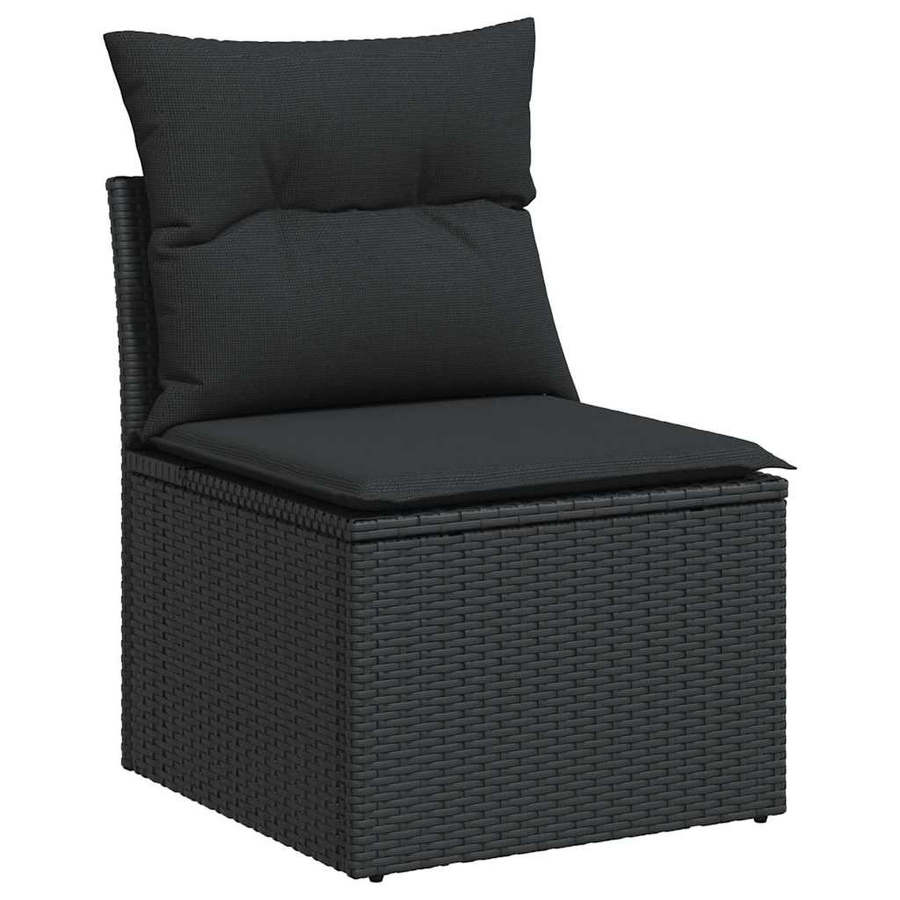 vidaXL 7-tlg. Garten-Sofagarnitur aus Polyrattan in L-Form mit Kissen, Schwarz - Bild 4