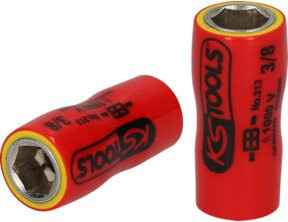 KS Tools 1/4 Zoll Stecknuss mit Schutzisolierung in Rot aus Chrom-Vanadium - Bild 1
