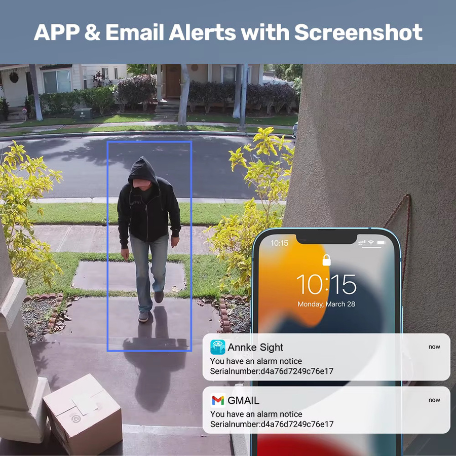 ANNKE 5MP WiFi CCTV Überwachungssystem mit 10CH NVR, kabellose Outdoor IP Kameras mit Zwei-Wege-Audio in Weiß - Bild 2