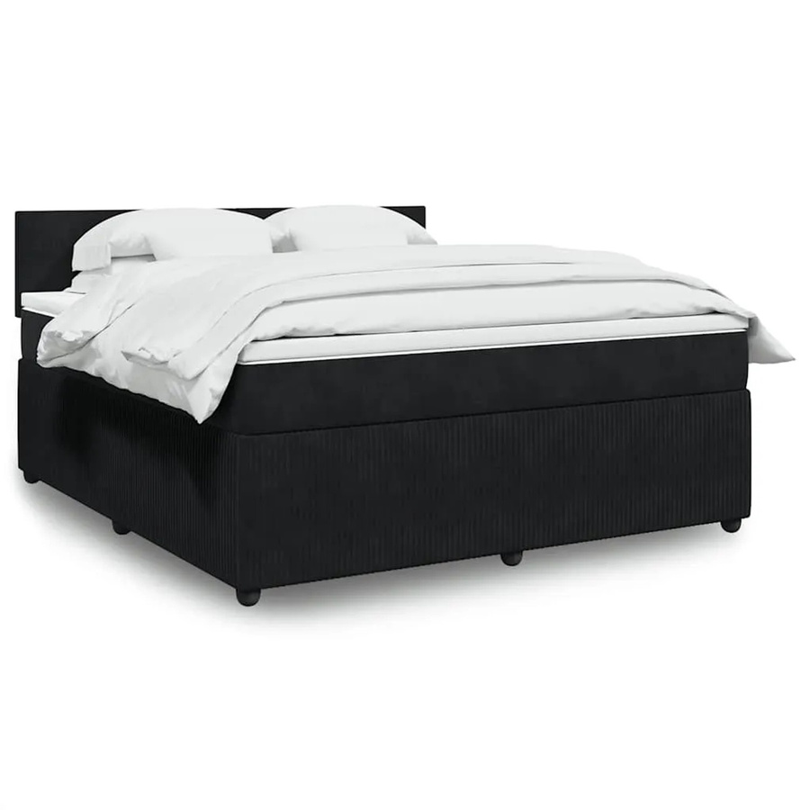 vidaXL Boxspringbett mit Matratze in Schwarz aus Samt mit USB-Ladeport und Unterbettbeleuchtung, B/T: 180 x 200 cm - Bild 2