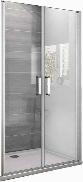 Duschparadies Duschtür als Pendeltür in Mattgrau mit 5mm Sicherheitsglas, B: 105 cm, H: 185 cm - Bild 1