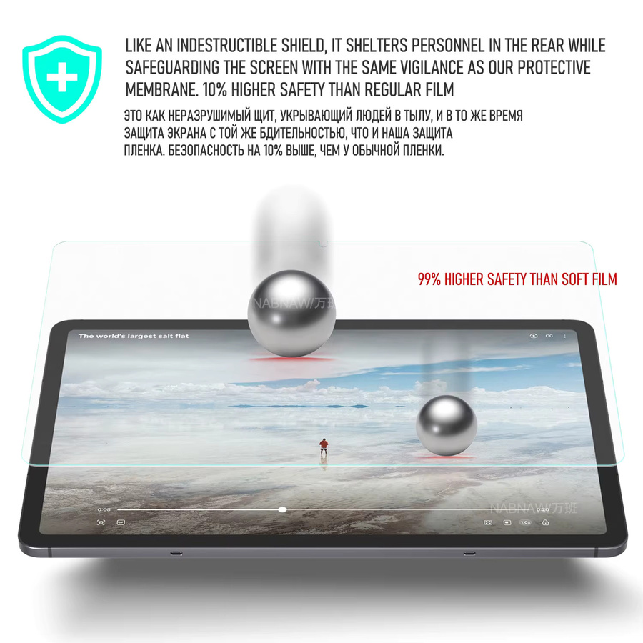 NABNAW Displayschutzfolie aus gehärtetem Glas für Samsung Galaxy Tab S11 5G WiFi und Cellular, transparent, 2er-Pack - Bild 3