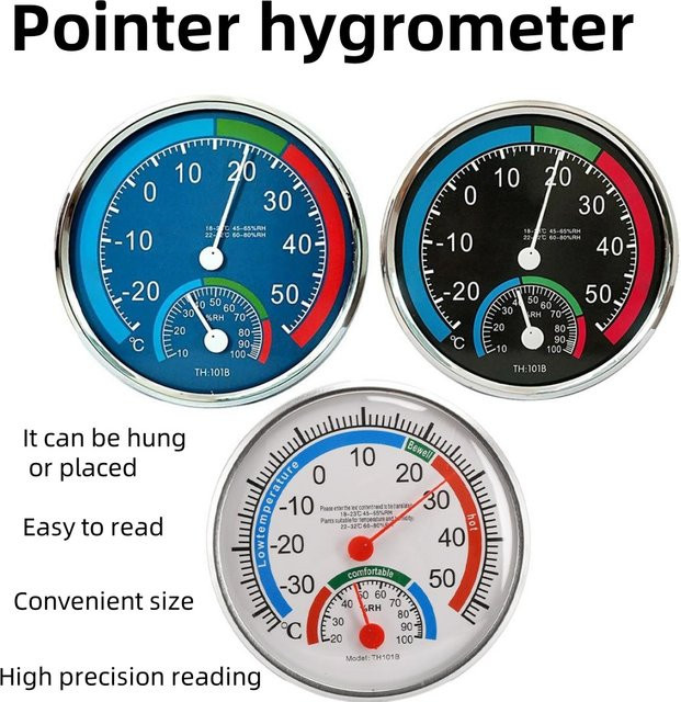 Voktta Mini-Thermometer-Hygrometer 2-in-1 analoges Temperatur- und Luftfeuchtigkeitsmessgerät in Blau - Bild 1