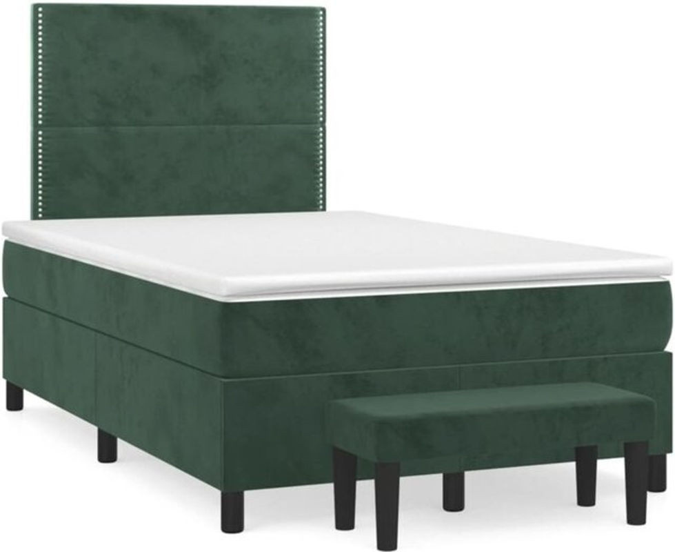 Vidaxl Boxspringbett mit Matratze aus Samt in Grün, B/T/H: 120 x 190 cm - Bild 1