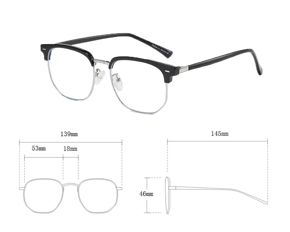 ERIKOLE Korrektionsbrille, Halbrahmen, Rund, Metall, Schwarz, Herren, Blaulichtfilter - Bild 4