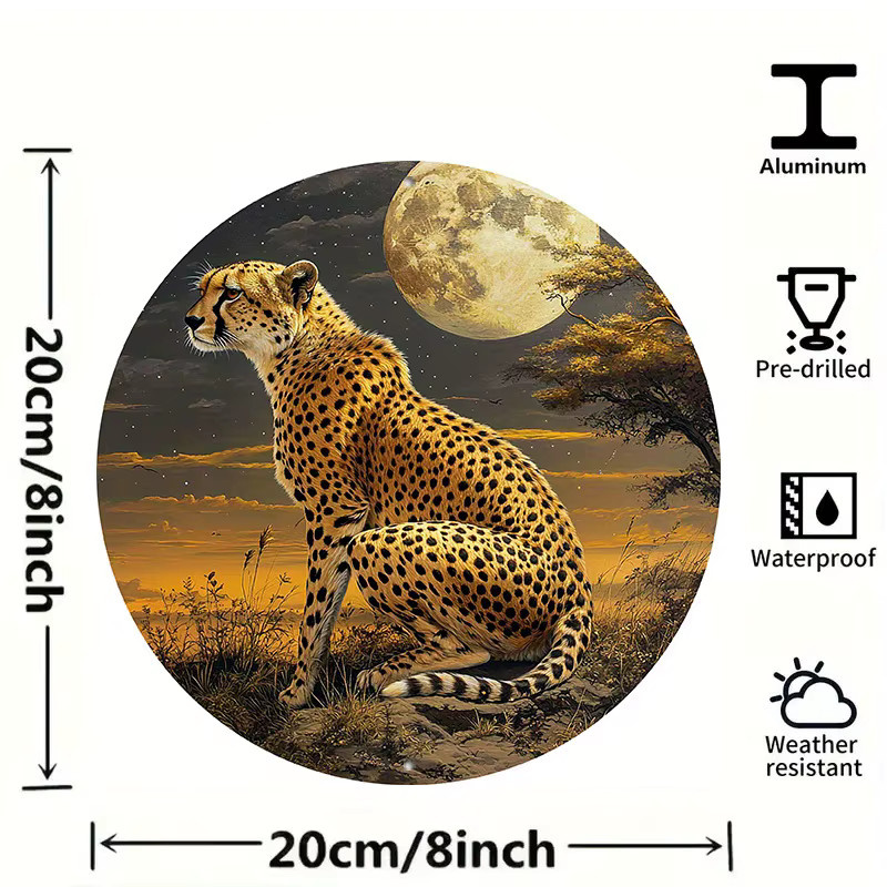 Potdemiel Wandkunst Cheetah aus Metall, HD-gedrucktes Metalldekor in Multicolour, Durchmesser: 20 cm - Bild 3