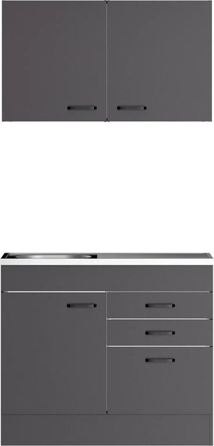 OPTIFIT Miniküche Kiel420 in Anthrazit Matt, moderne Küchenzeile mit Türen und Schubladen, B/T/H: 100 x 50 x 210 cm - Bild 1