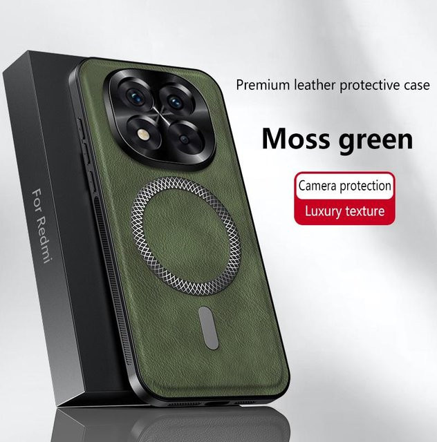 Xiaomi Leder Handyhülle für Redmi Note 14 Pro und Redmi Note 14 Pro Plus, Magnetisch, Wasserdicht und Stoßfest, Farbe: Grün - Bild 1