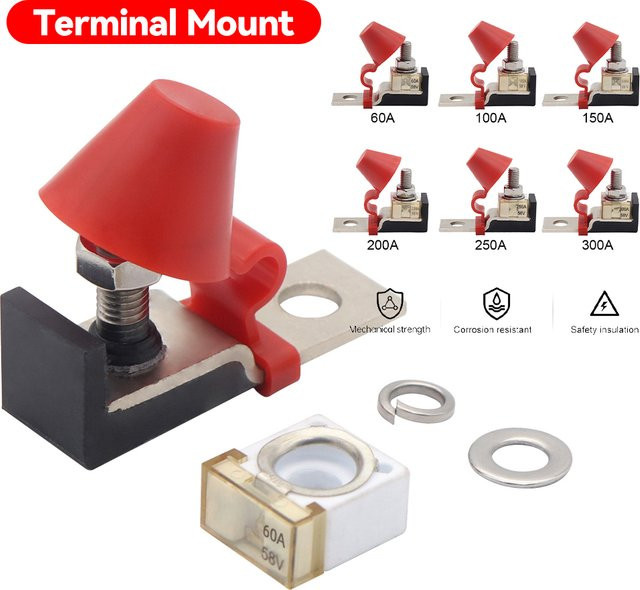 ALLOYSEED Marine-Batteriesicherung PPS-Sicherungsblock mit 58-V-Ringsicherung in Rot für Boot, LKW, Wohnmobil und Kran, 30 A–300 A - Bild 1