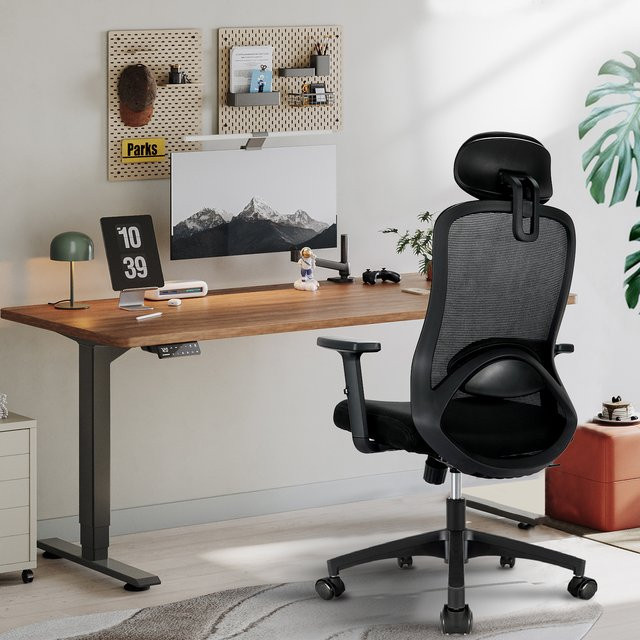 Milacyee Ergonomischer Computer-Schreibtischstuhl in Schwarz mit hoher Rückenlehne, verstellbarer Kopfstütze, Lendenwirbelstütze und Liegefunktion - Bild 1