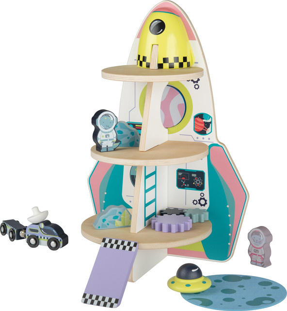 PLAYTIVE Holzrollenspielzeug Rakete Weltraum 10-teiliges Set ab 2 Jahren - Bild 1