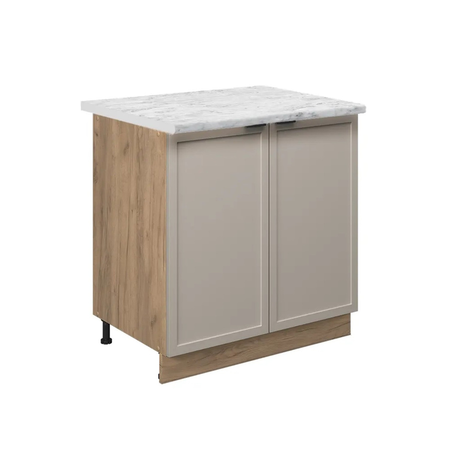 Vicco Spülenunterschrank Fame-Line Eiche Grau-Beige mit Marmor-Weißer Arbeitsplatte und Soft-Close-Scharnieren Breite: 80 cm, Höhe: 82 cm, Tiefe: 60 cm - Bild 3