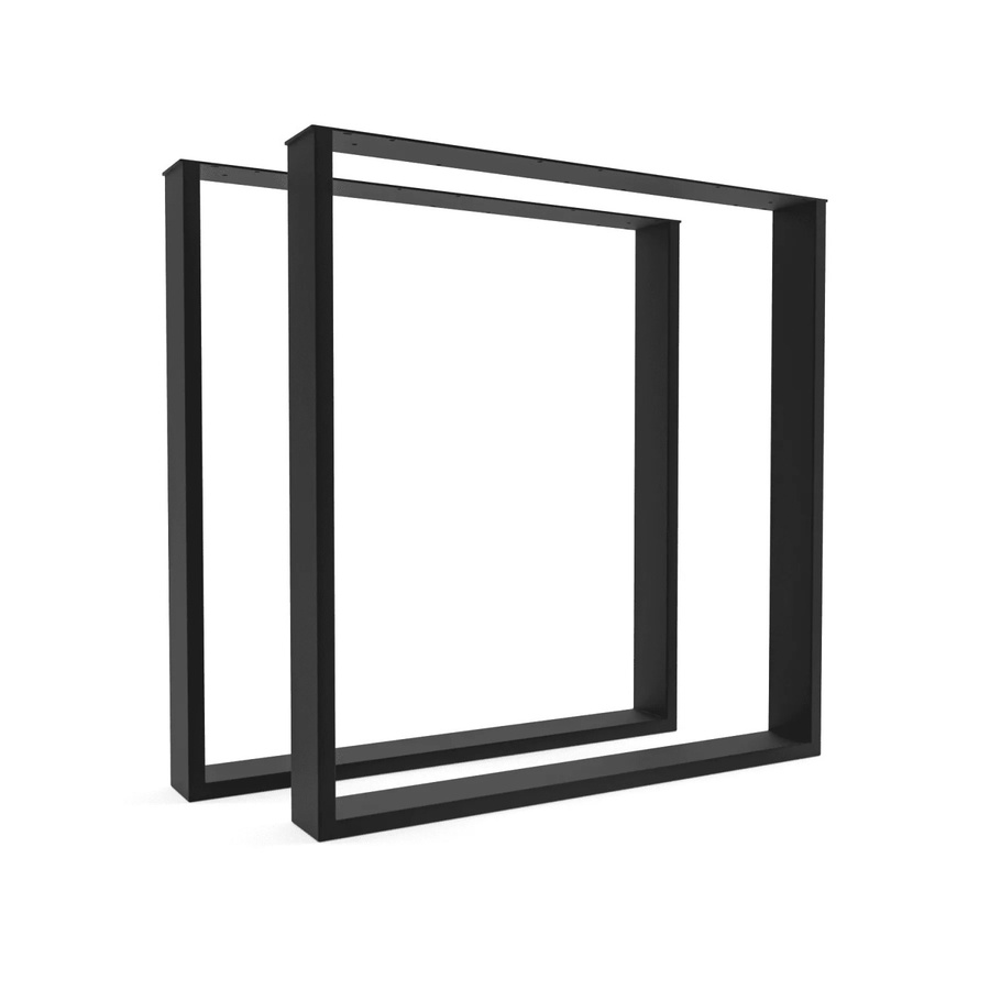 HEVVA Tischbeine BASEL 2er Set Schwarz Matt aus Metall mit Schlittenfuß, Tiefe: 70 cm, Höhe: 72 cm - Bild 2