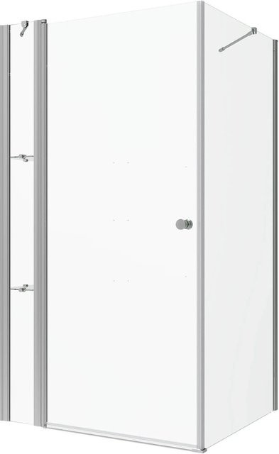 Aquabatos Eckdusche mit Pendeltür und Seitenwand aus ESG Glas in Transparent, Farbe: Clear/Silber, B/T: 120 x 70 cm, Höhe: 187 cm, Glasstärke: 5 mm - Bild 1
