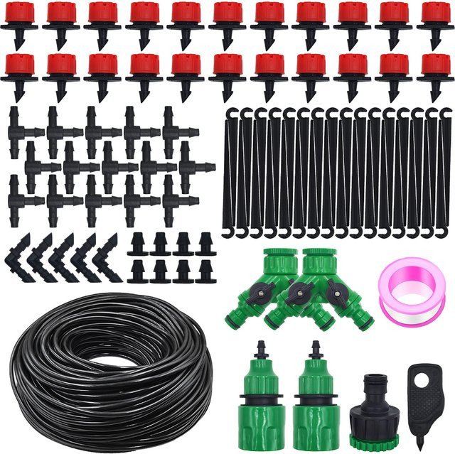 Micro-Tropfbewässerungssystem-Set mit verstellbaren Tropfern und Düsen für Garten, Terrasse und Rasenpflanzen (5–20 m) - Bild 1