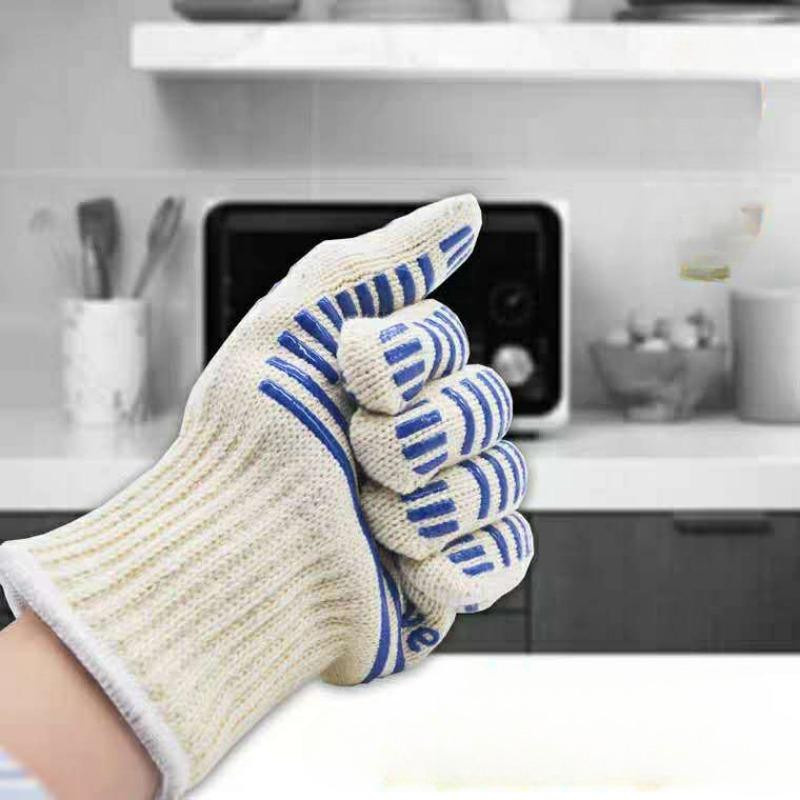 Doppellagige Baumwoll-Grillhandschuhe von Household supplies MH mit Silikonbeschichtung, flammhemmend und wärmedämmend für Ofen, Mikrowelle und Camping - Bild 5