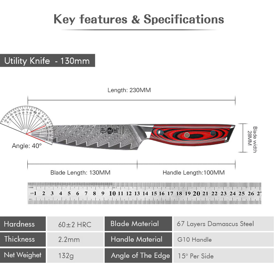 YIZEMA Allzweckmesser aus 67-lagigem Damaststahl, 12,7 cm Paring Knife für Küche und Profis - Bild 5
