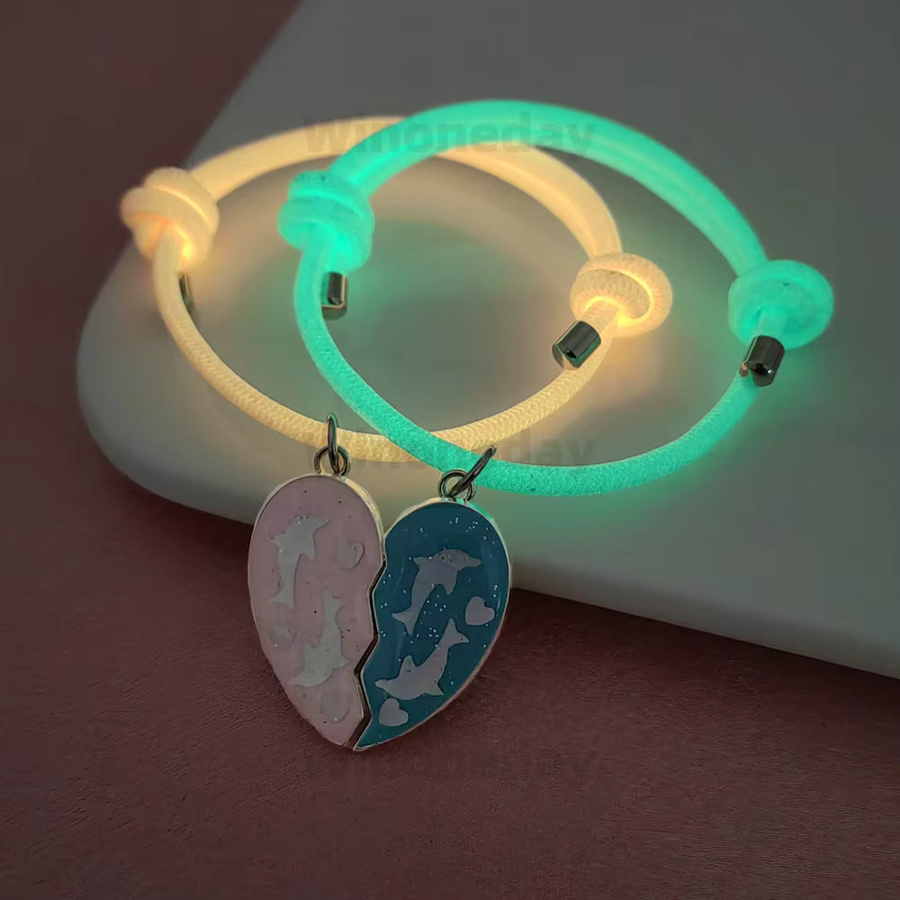 Winoneday 2-teiliges Armband-Set, Herzförmiges Delfin-Pailletten, Damen - Bild 2