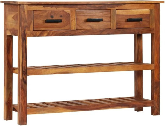 vidaXL Sideboard aus Akazienholz mit 3 Schubladen in Braun im Vintage-Stil, B/T/H: 110 x 30 x 80 cm - Bild 1