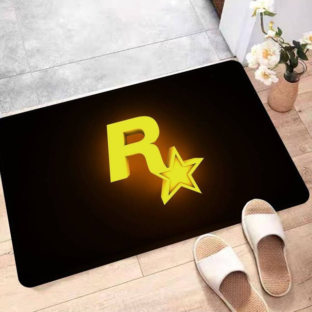 Miniso Rockstar Games Buchstabe R Fußmatte, rutschfest, schwarz, B/B: 40 x 60 cm - Bild 1