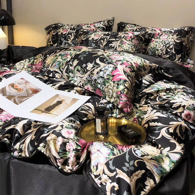CHA YU PAI Bettwäsche-Set aus Naturseide mit floralem Design, Queen Size, 4-teilig, Multicolour - Bild 4