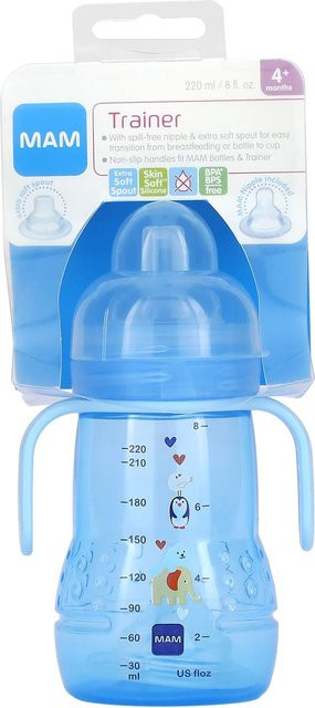 MAM Trainer Trinklernbecher mit Soft Spout in Blau, 220 ml, BPA-frei und auslaufsicher - Bild 1
