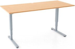 STIER Elektrisch Höhenverstellbarer Schreibtisch mit Doppel-Teleskop, Buche mel., B/T: 160 x 80 cm, Höhe: 63-123 cm - Bild 1