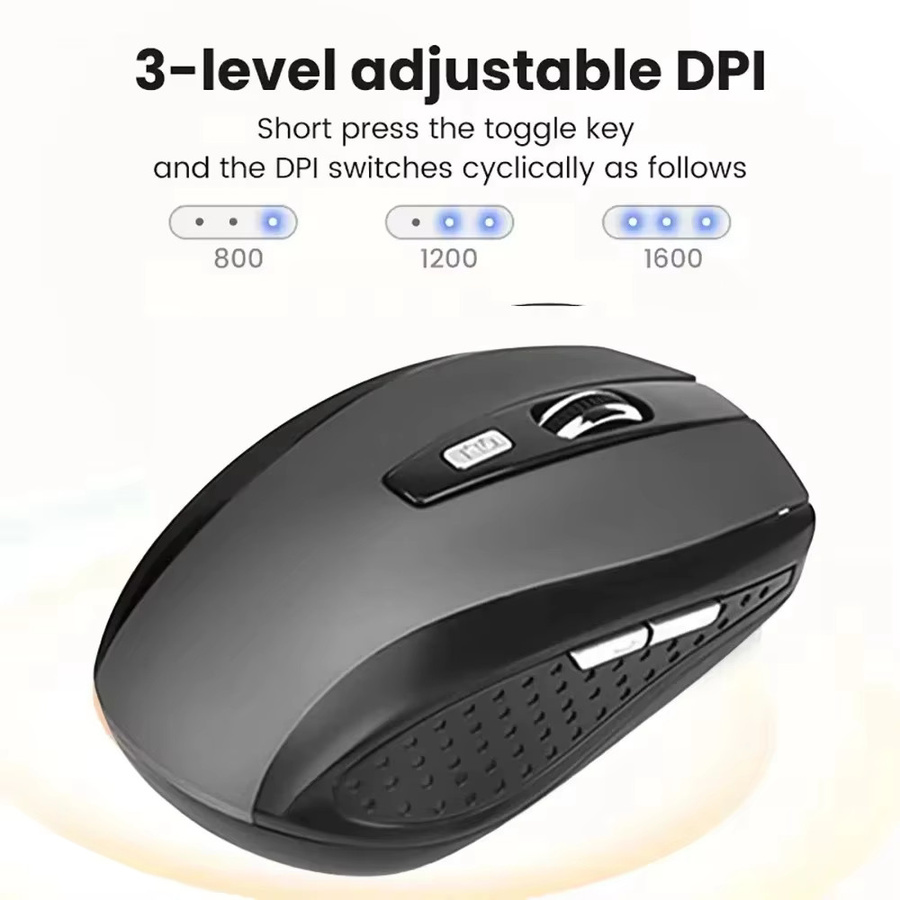 Kebidumei Ergonomische Drahtlose 2,4G Optische Maus in Schwarz mit USB-Adapter für Laptop, Tablet und Notebook - Bild 2